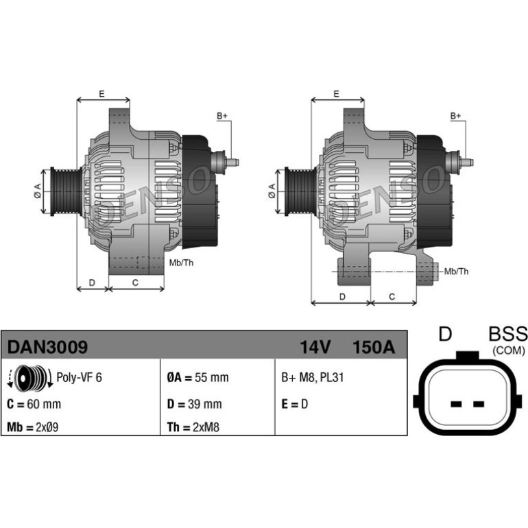 DENSO Generator DAN3009 DENSO Generator DAN3009