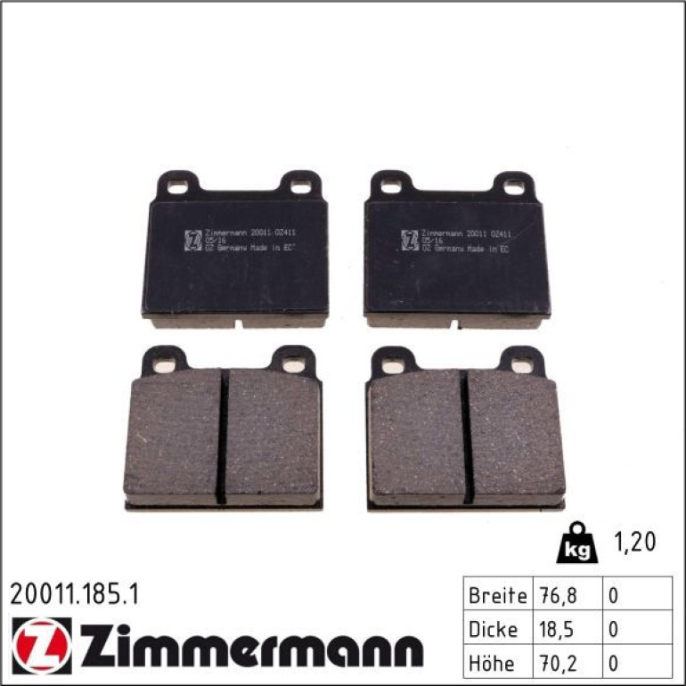 ZIMMERMANN Bremsbeläge 20011.185.1 ZIMMERMANN Bremsbeläge 20011.185.1
