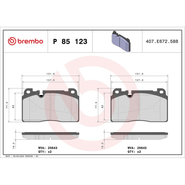 BREMBO Bremsklötze VA P 85 123 BREMBO Bremsklötze VA P 85 123