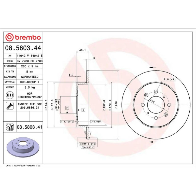 86 482 017 Bremsscheibe HA 08.5803.41 86 482 017 Bremsscheibe HA 08.5803.41