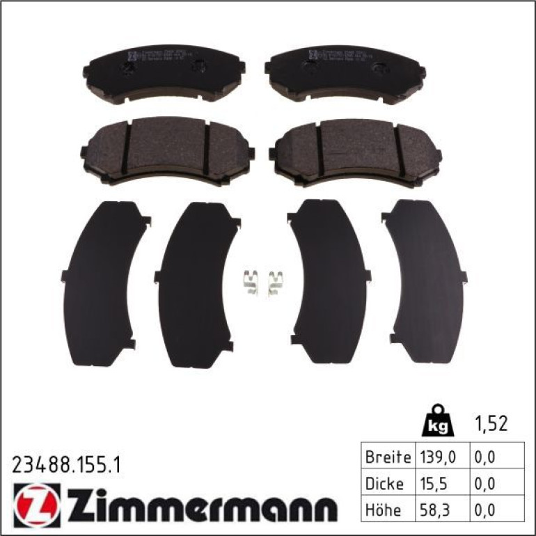ZIMMERMANN Bremsbeläge 23488.155.1 ZIMMERMANN Bremsbeläge 23488.155.1
