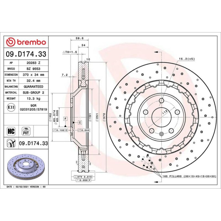Bremsscheibe VA 09.D174.33 Bremsscheibe VA 09.D174.33