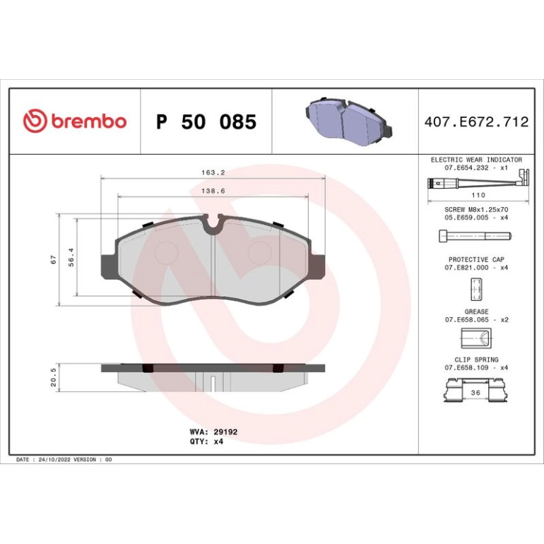 BREMBO Bremsklötze VA P 50 085 BREMBO Bremsklötze VA P 50 085