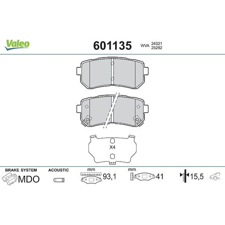 VALEO Bremsbeläge 601135 VALEO Bremsbeläge 601135
