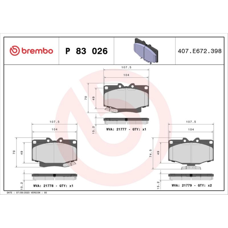BREMBO Bremsklötze VA P 83 026 BREMBO Bremsklötze VA P 83 026