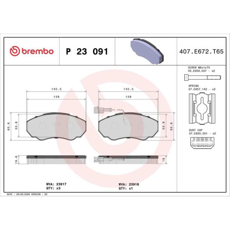 BREMBO Bremsklötze VA P 23 091 BREMBO Bremsklötze VA P 23 091