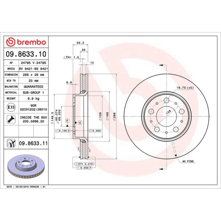 76 481 022 Bremsscheibe VA 09.8633.11