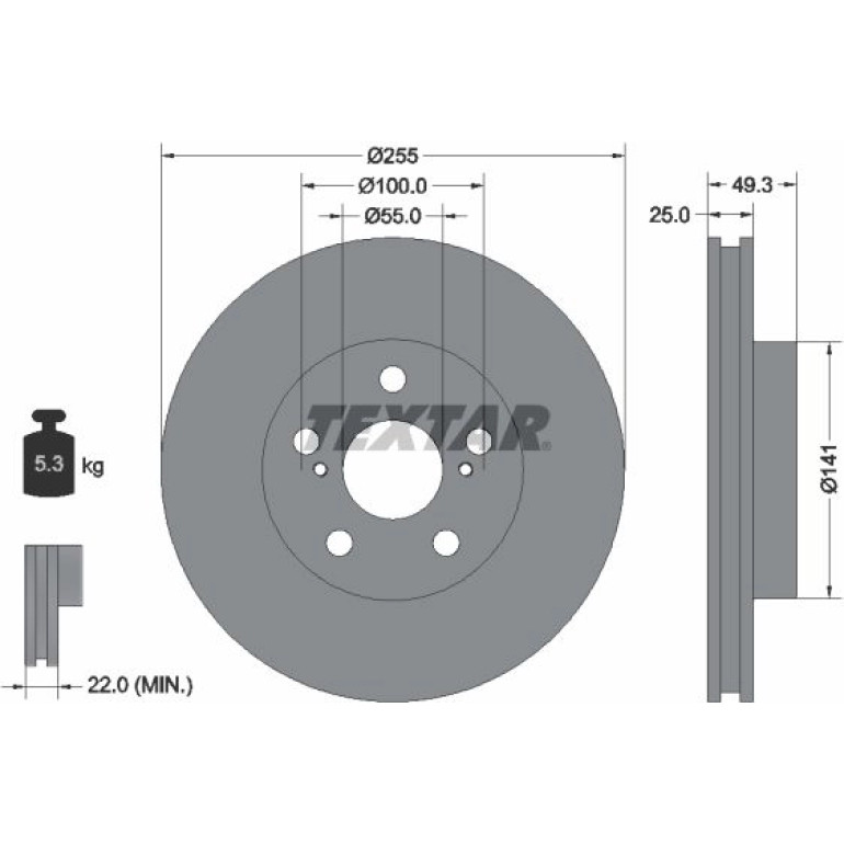 Bremsscheibe Toyota P. Prius 09 92225003 Bremsscheibe Toyota P. Prius 09 92225003
