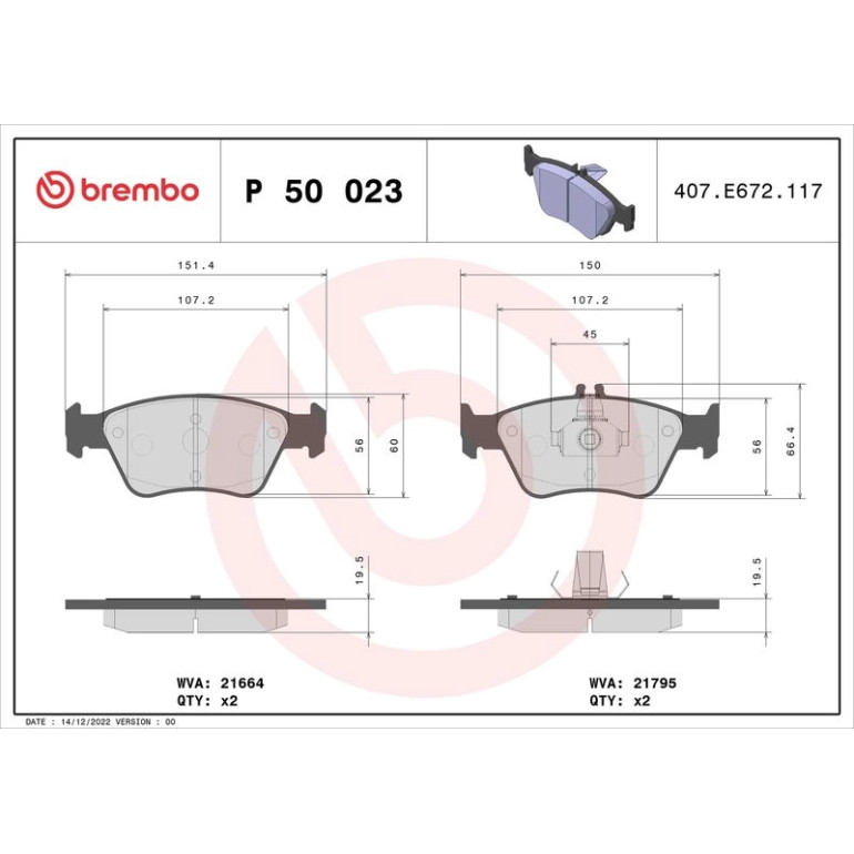 BREMBO Bremsklötze VA P 50 023 BREMBO Bremsklötze VA P 50 023