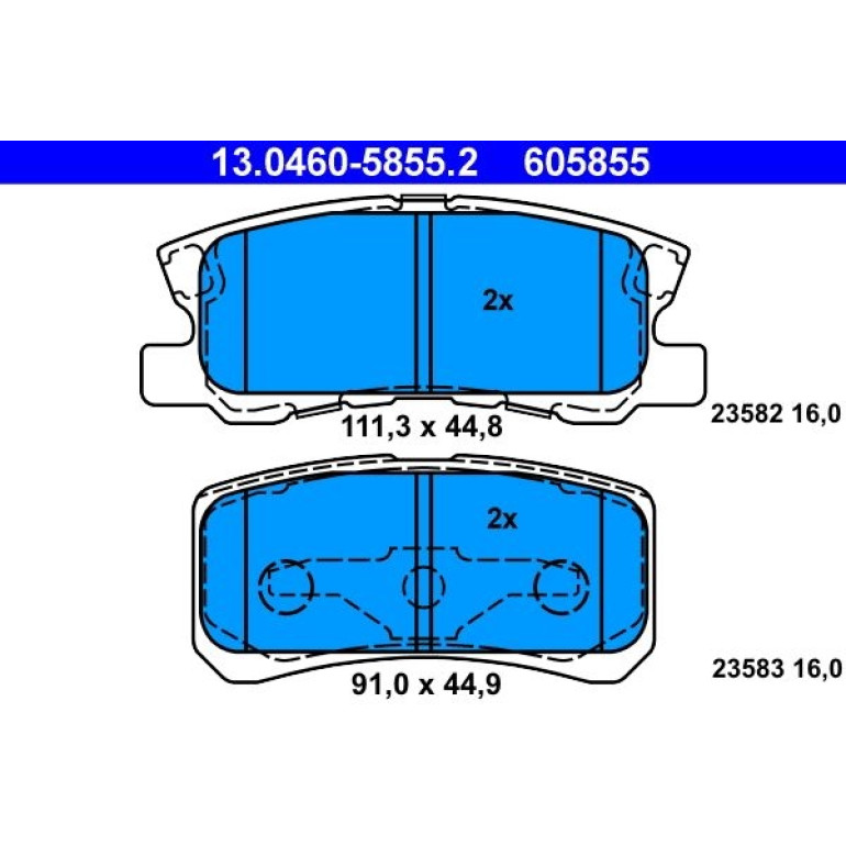 ATE Bremsbelagsatz Peugeot Hinterachse 4007/4008 1.6-2.2 HDi 07 13.0460-5855.2