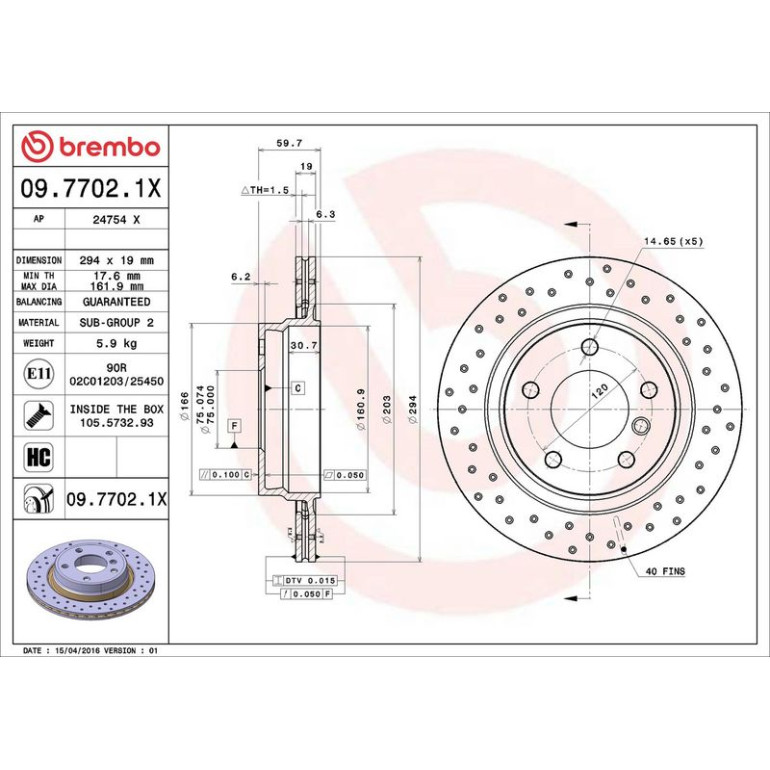 Bremsscheibe HA Xtra 09.7702.1X