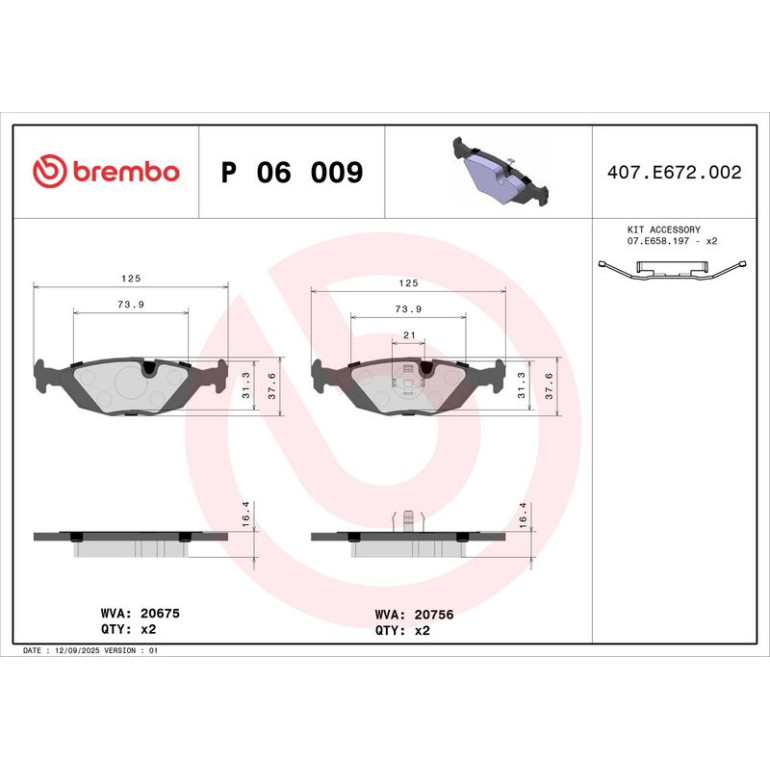 BREMBO Bremsklötze HA P 06 009 BREMBO Bremsklötze HA P 06 009