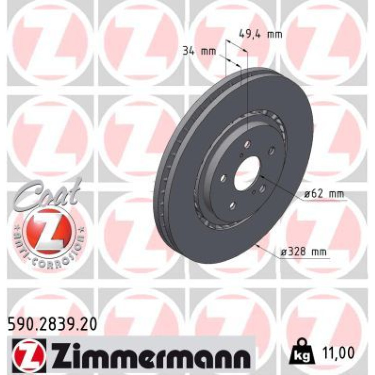 ZIMMERMANN Bremsscheibe 590.2839.20 ZIMMERMANN Bremsscheibe 590.2839.20