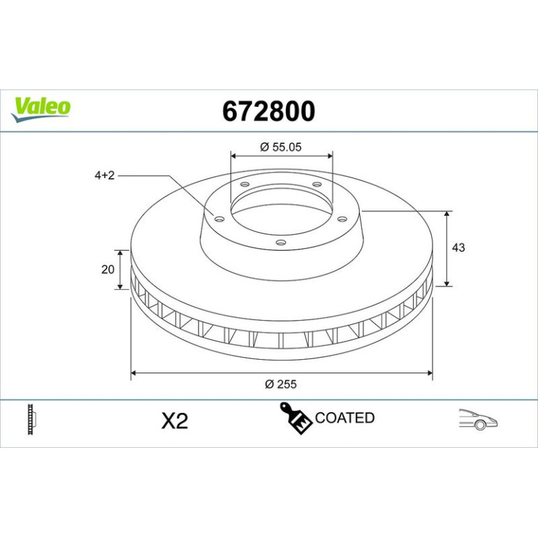 VALEO Bremsscheibe 672800 VALEO Bremsscheibe 672800