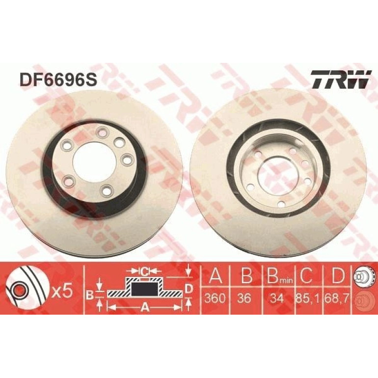 Bremsscheibe Vw P. Touareg 3.0-4.2 V8 10- Pr beschichtet DF6696S Bremsscheibe Vw P. Touareg 3.0-4.2 V8 10- Pr beschichtet DF6696S