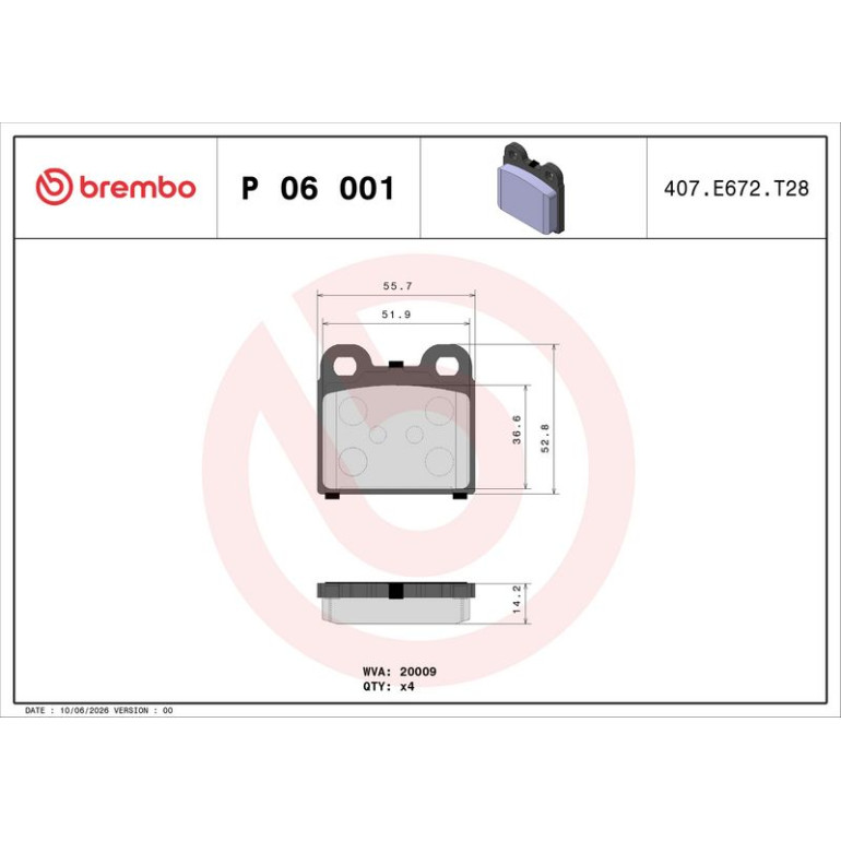 BREMBO Bremsklötze P 06 001 BREMBO Bremsklötze P 06 001