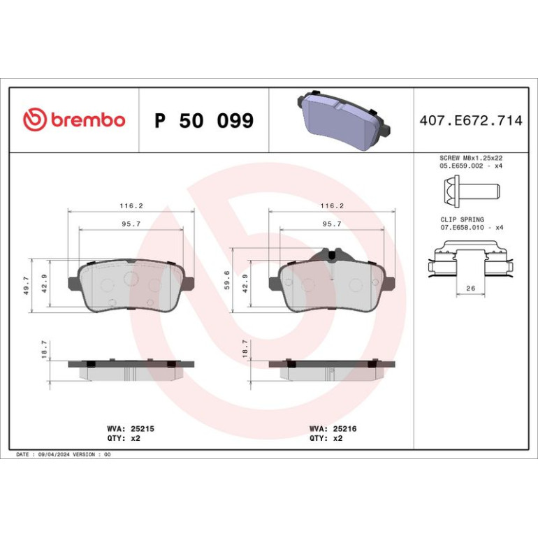 BREMBO Bremsklötze HA P 50 099 BREMBO Bremsklötze HA P 50 099