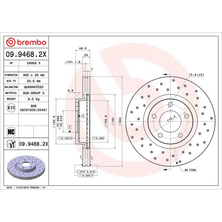 Bremsscheibe VA Xtra 09.9468.2X Bremsscheibe VA Xtra 09.9468.2X