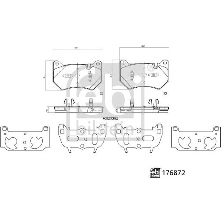FEBI BILSTEIN Bremsbelagsatz, Scheibenbremse 176872 FEBI BILSTEIN Bremsbelagsatz, Scheibenbremse 176872
