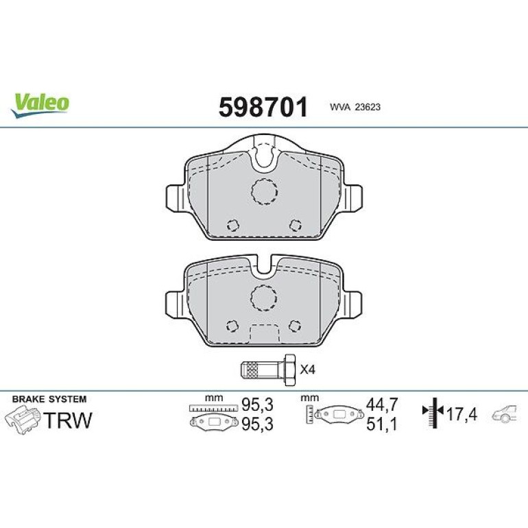VALEO Bremsbeläge 598701 VALEO Bremsbeläge 598701