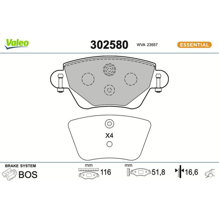 VALEO Bremsbeläge 302580 VALEO Bremsbeläge 302580