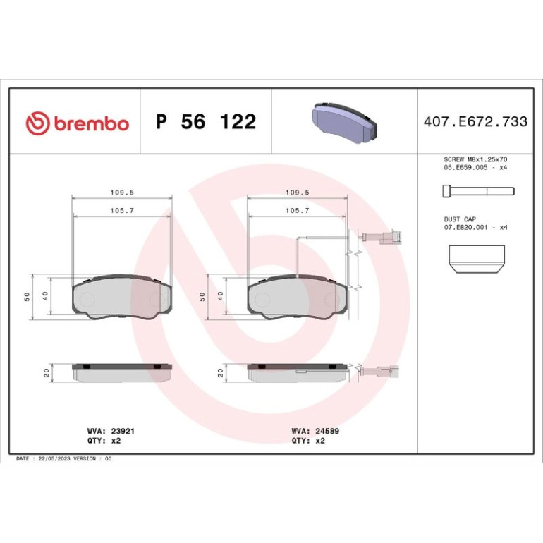 BREMBO Bremsklötze HA P 56 122 BREMBO Bremsklötze HA P 56 122
