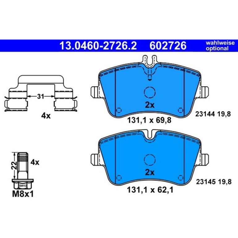 Bremsbelagsatz Db P. W203 00 13.0460-2726.2 Bremsbelagsatz Db P. W203 00 13.0460-2726.2