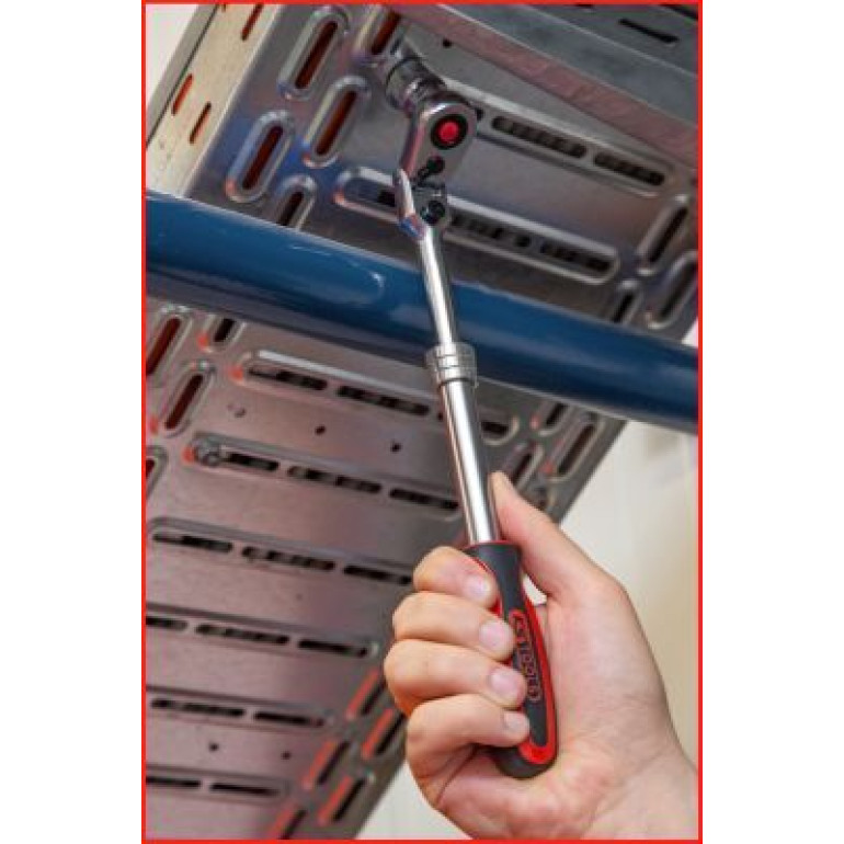 KS TOOLS Kniehebel-Teleskopknarre 1/2 CHROMEplus, 72 Zähne 914.1220