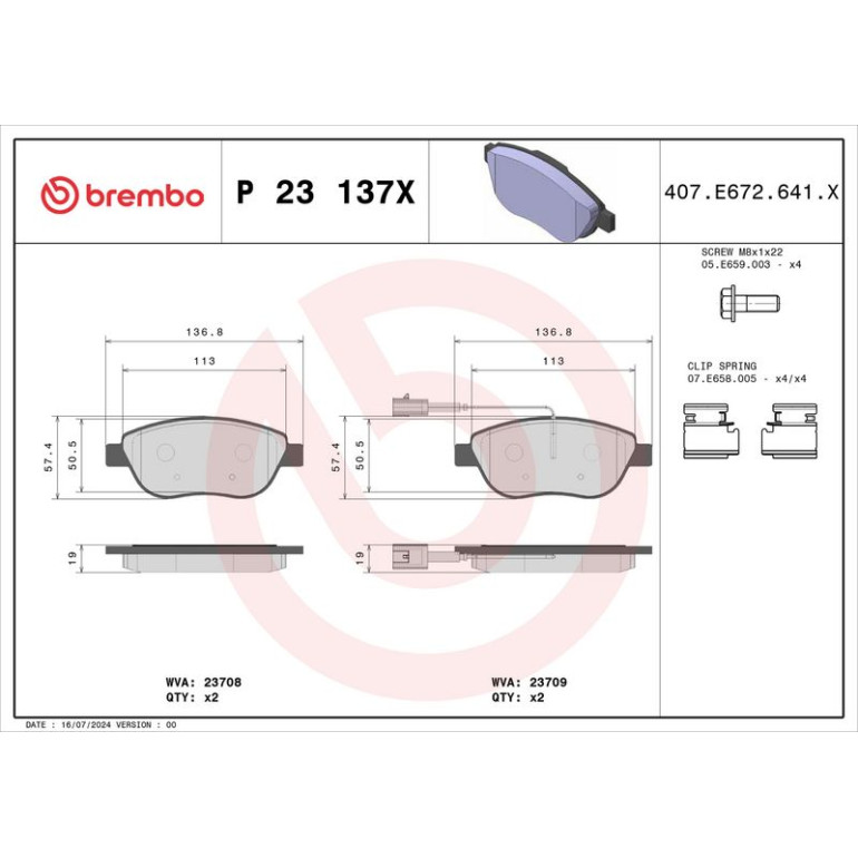 BREMBO Bremsklötze VA P 23 137X BREMBO Bremsklötze VA P 23 137X