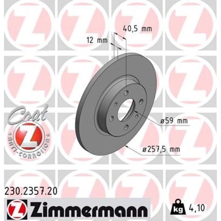 ZIMMERMANN Bremsscheibe 230.2357.20 ZIMMERMANN Bremsscheibe 230.2357.20