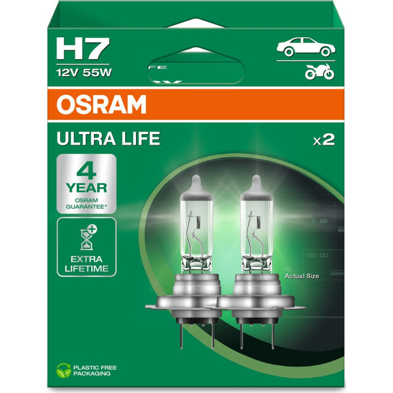 OSRAM H7 12V 55W PX26d ULTRA LIFE - 4 Jahre Garantie, 2 Stk OSRAM H7 12V 55W PX26d ULTRA LIFE - 4 Jahre Garantie, 2 Stk
