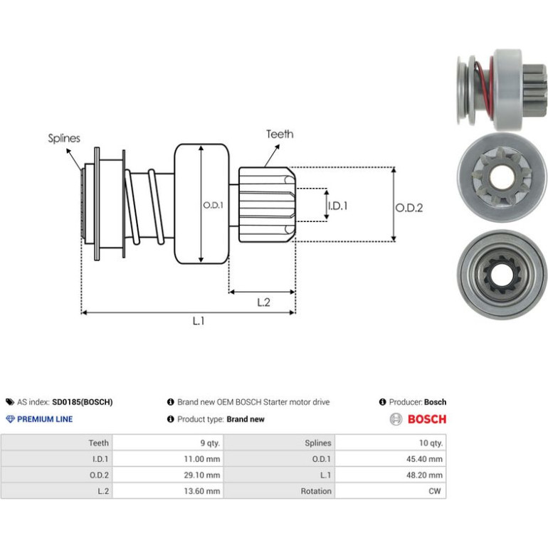 Freilaufgetriebe, Anlasser SD0185(BOSCH) Freilaufgetriebe, Anlasser SD0185(BOSCH)