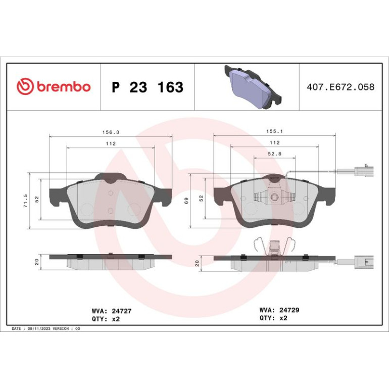 BREMBO Bremsklötze VA P 23 163 BREMBO Bremsklötze VA P 23 163