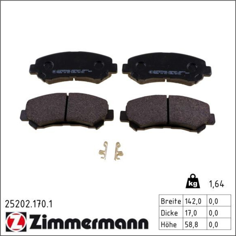 ZIMMERMANN Bremsbelagsatz, Scheibenbremse 25202.170.1 ZIMMERMANN Bremsbelagsatz, Scheibenbremse 25202.170.1