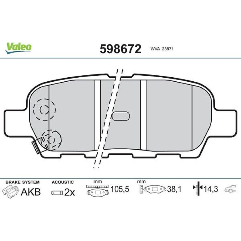 VALEO Bremsbeläge 598672 VALEO Bremsbeläge 598672