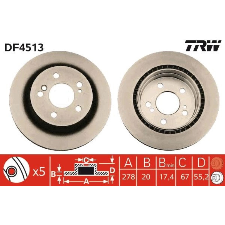 15 482 063 Bremsscheibe HA DF4513 15 482 063 Bremsscheibe HA DF4513