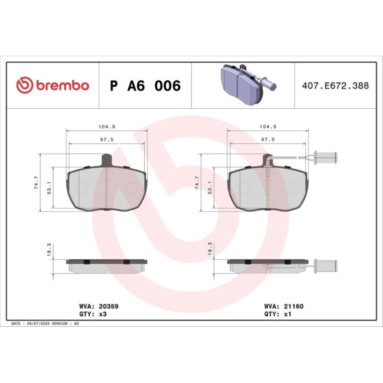 BREMBO Bremsklötze VA P A6 006 BREMBO Bremsklötze VA P A6 006