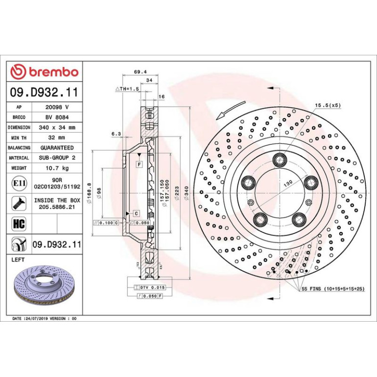 Bremsscheibe VA li 09.D932.11 Bremsscheibe VA li 09.D932.11