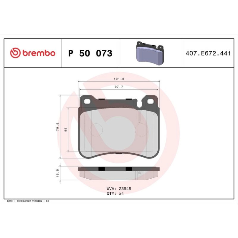 BREMBO Bremsklötze VA P 50 073 BREMBO Bremsklötze VA P 50 073
