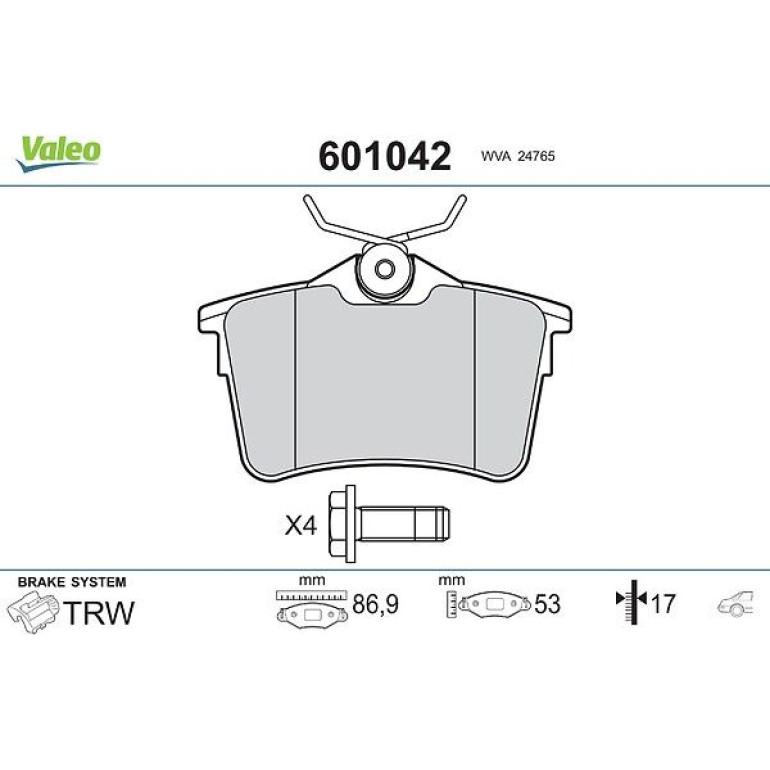 VALEO Bremsbeläge 601042 VALEO Bremsbeläge 601042