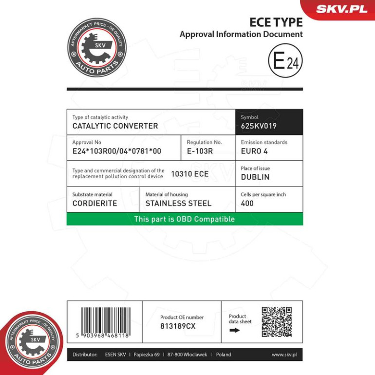 ESEN SKV Katalysator 62SKV019 ESEN SKV Katalysator 62SKV019