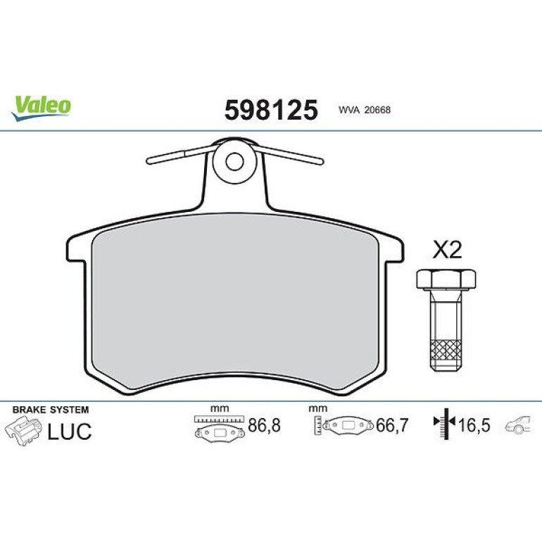 VALEO Bremsbeläge 598125 VALEO Bremsbeläge 598125