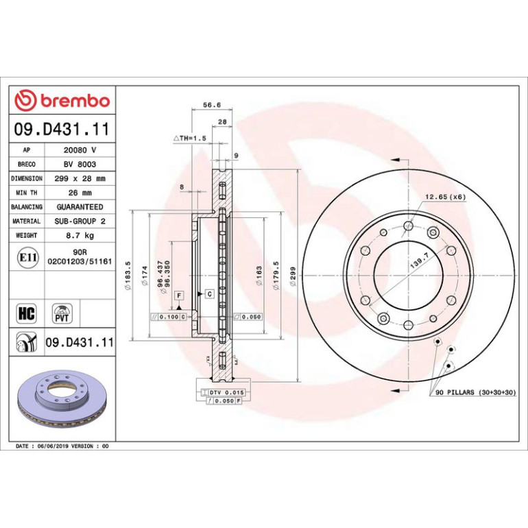 Bremsscheibe VA 09.D431.11 Bremsscheibe VA 09.D431.11