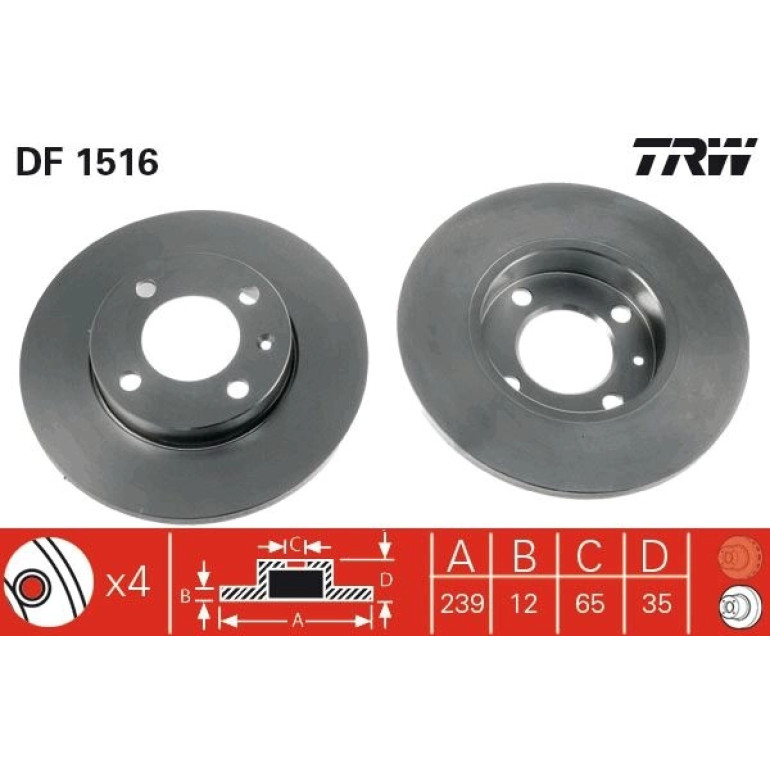Bremsscheibe Vw P. 12Mm Golf DF1516 Bremsscheibe Vw P. 12Mm Golf DF1516