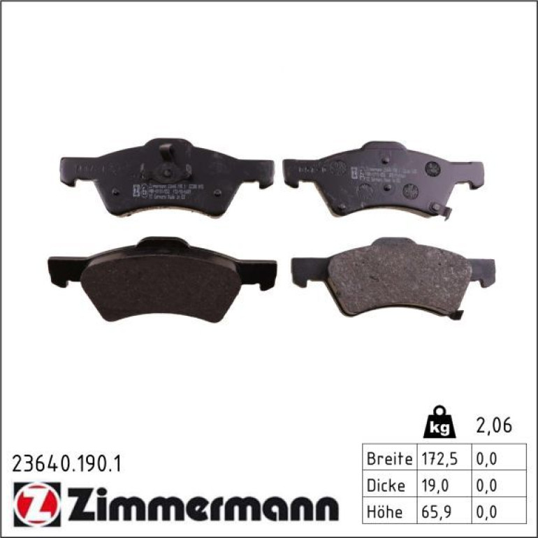 ZIMMERMANN Bremsbeläge 23640.190.1 ZIMMERMANN Bremsbeläge 23640.190.1