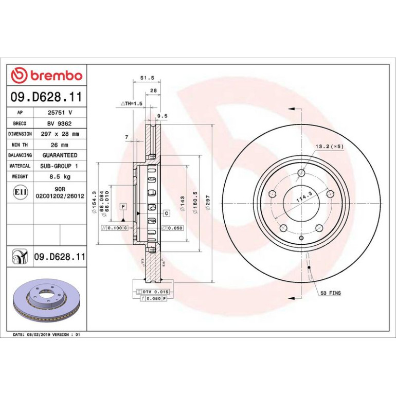 Bremsscheibe VA 09.D628.11 Bremsscheibe VA 09.D628.11
