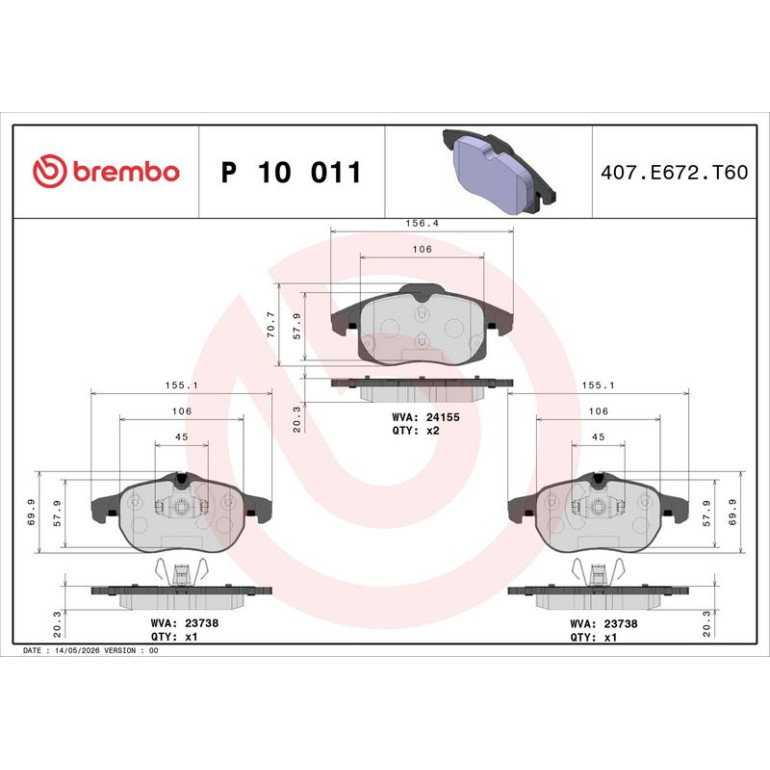 BREMBO Bremsklötze VA P 10 011 BREMBO Bremsklötze VA P 10 011