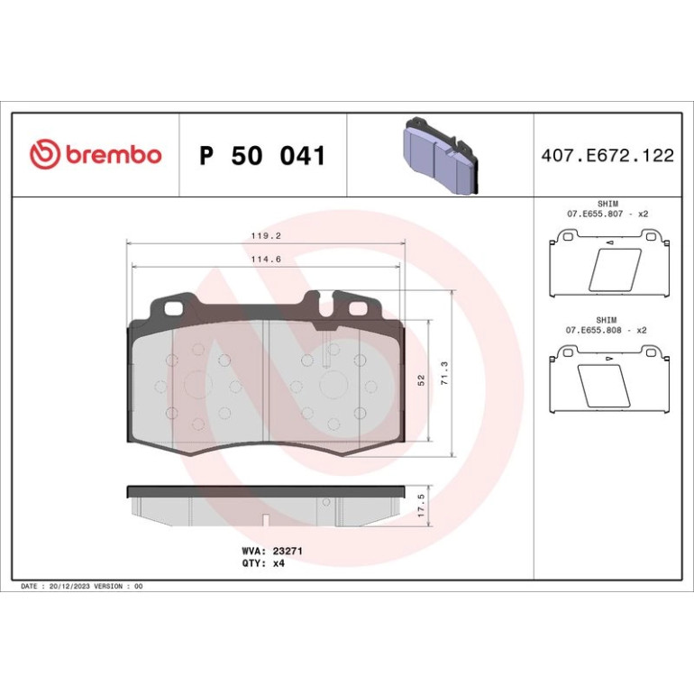 BREMBO Bremsklötze VA P 50 041 BREMBO Bremsklötze VA P 50 041