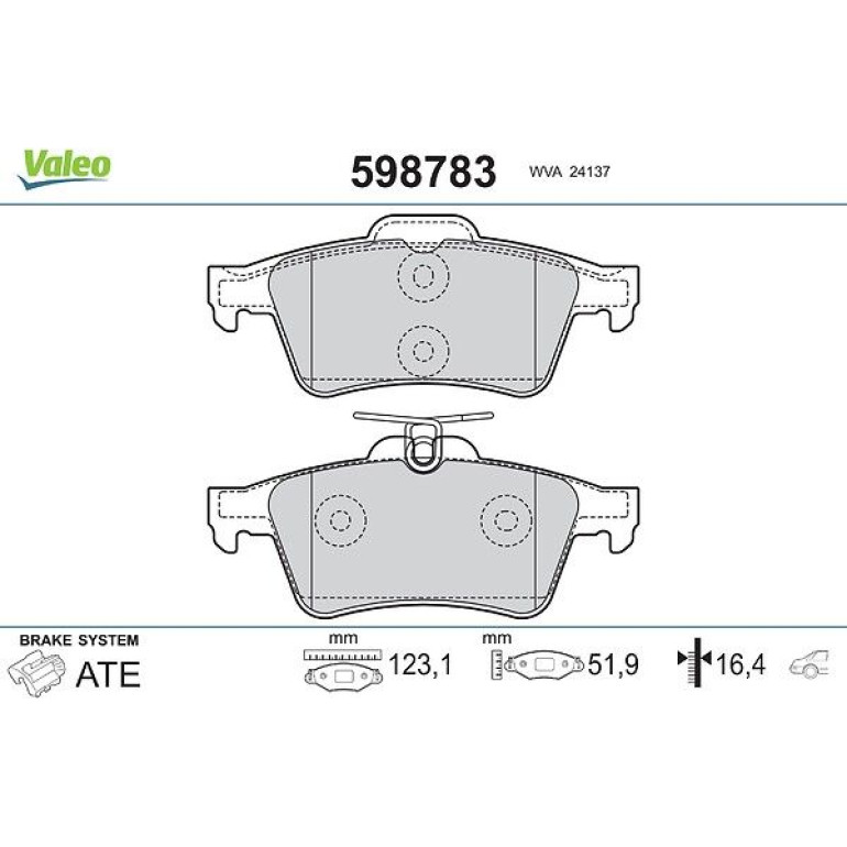 VALEO Bremsbeläge 598783 VALEO Bremsbeläge 598783