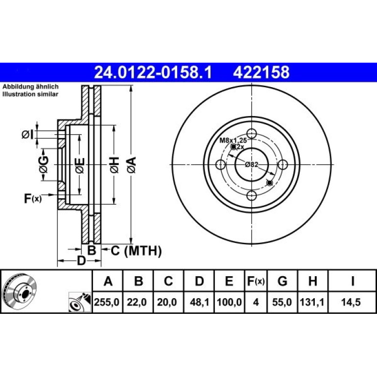 Bremsscheibe Toyota P. Corolla 1.3-2.0D 92-02 24.0122-0158.1 Bremsscheibe Toyota P. Corolla 1.3-2.0D 92-02 24.0122-0158.1